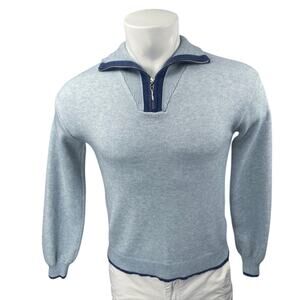 Charlie B Men's Blue Knit 1/4 Zip Long Sleeve Collar Sweatshirt Sweater Top XS